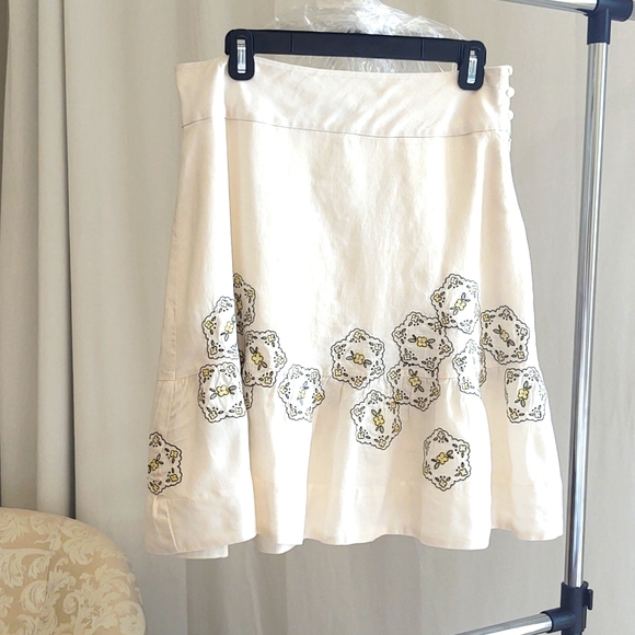 Odille Dresses & Skirts - Odille white linen a line skirt size 6